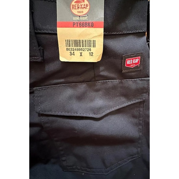 Red‎ Kap Men's Black Cargo Shorts  34 x 12 Work Shorts Uniform NWT - Picture 6 of 7